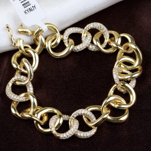 Elegant Yellow Plated Jewelry Bracelet, Cubic Zirconia Bracelet, CZ Silver Bracelet, 925 Sterling Silver Jewelry Bracelet Gift