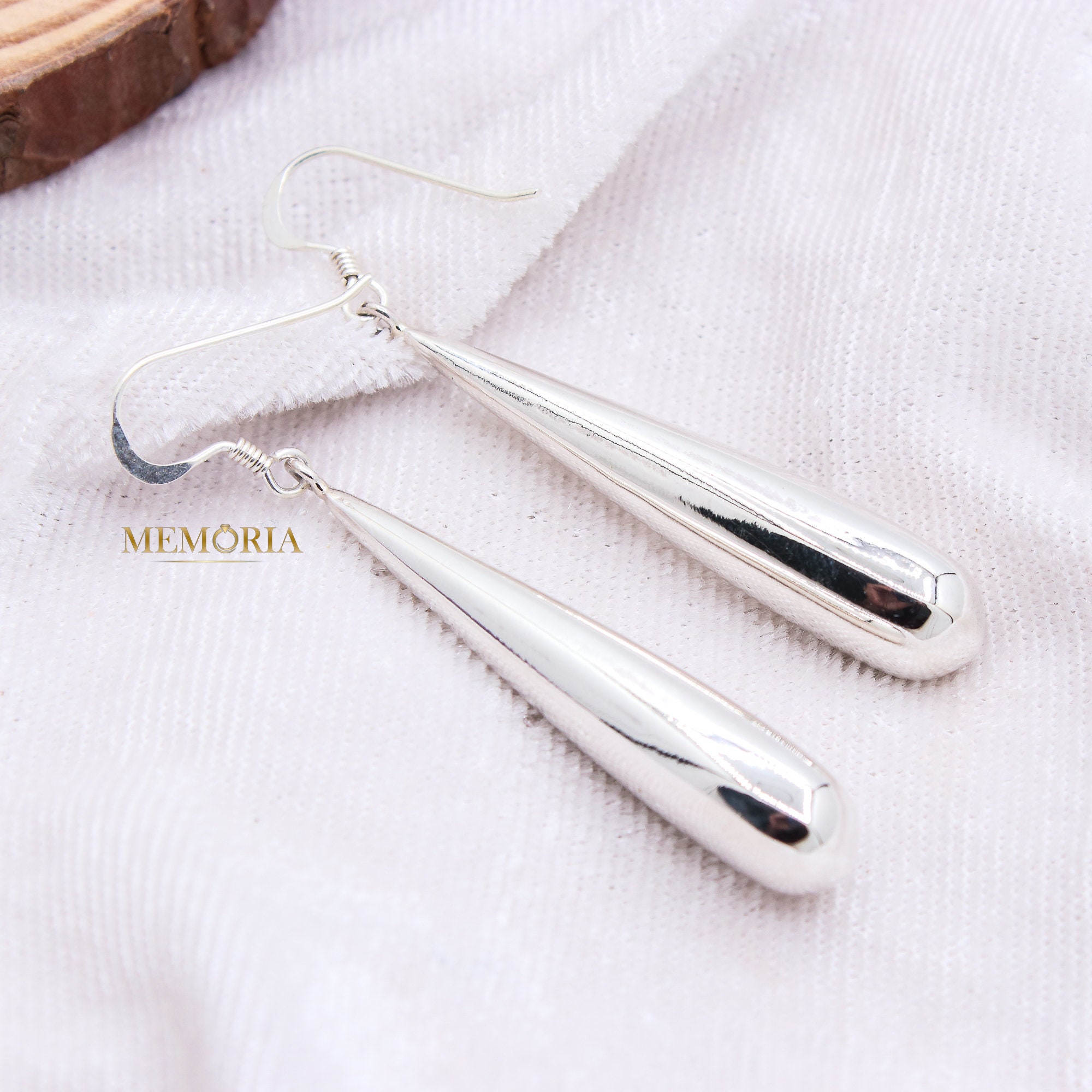 Orecchini Pendenti Goccia In Argento 925 Con Zirconi - Stile Boho A Doppia Torsione - Foto 3