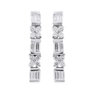 White Diamond Dangle Earring, 18k White Gold Dangle Earring, Diamond Jewelry Earring, Diamond Long Dangle Earring, Birthday Gift