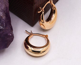 925 Sterling Silver Chunky Hoop Earrings: Small Thin Hoops
