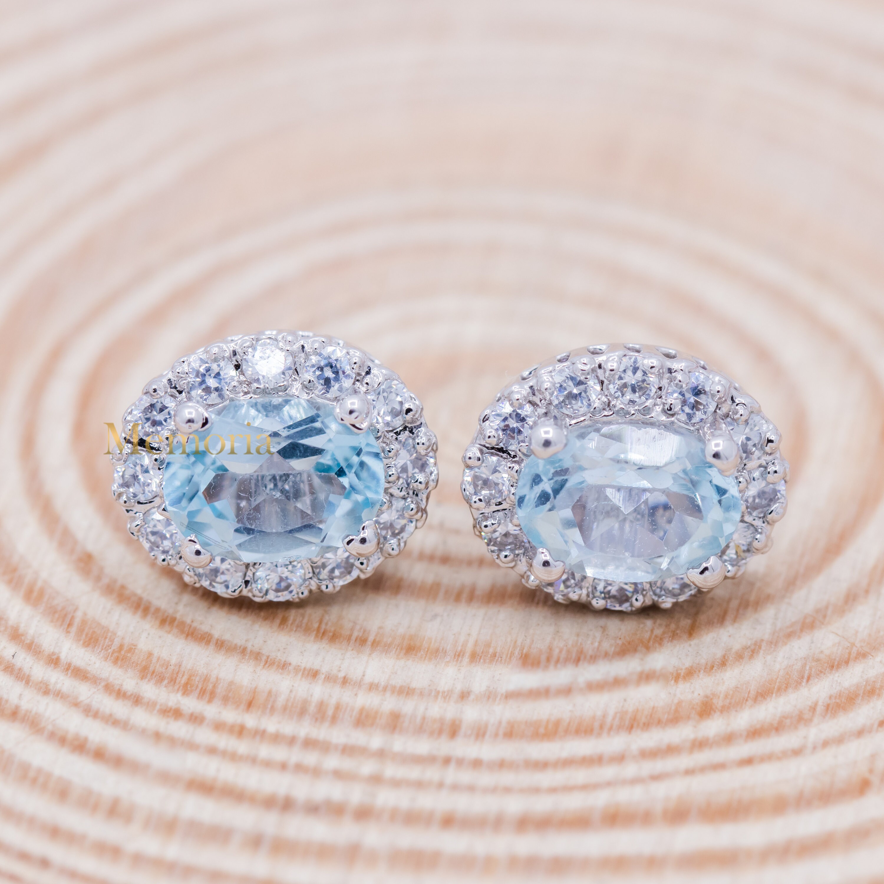 Boucles D'oreilles Goujons En Argent 925 Avec Cyanite Bleue - Cadeau En Boîte - Neuf Sans Emballage D'origine