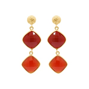 Handmade Carnelian Gemstone Earrings, 925 Silver Dangle Earrings, Carnelian Earrings In 18K Yellow Gold Minimalist Earrings, Birthday Gifts