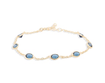 London Blue Topaz Gemstone Bracelet For Gift, Lovely Minimalist Bracelet,925 Sterling Silver Precious Jewelry, Labor Day Gift