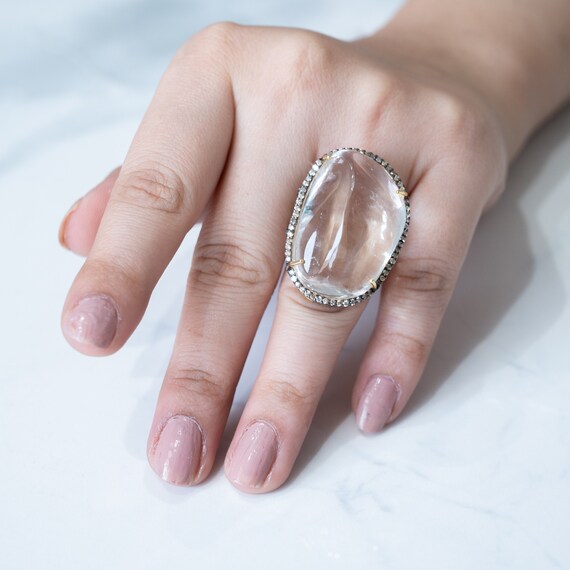 Anillo de plata de diamante blanco natural anillo de plata de ley