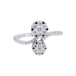 18k White Gold Diamond Ring, Diamond Bypass Ring, Promise Diamond Gold Ring, Engagement Diamond Ring, Anniversary Gift