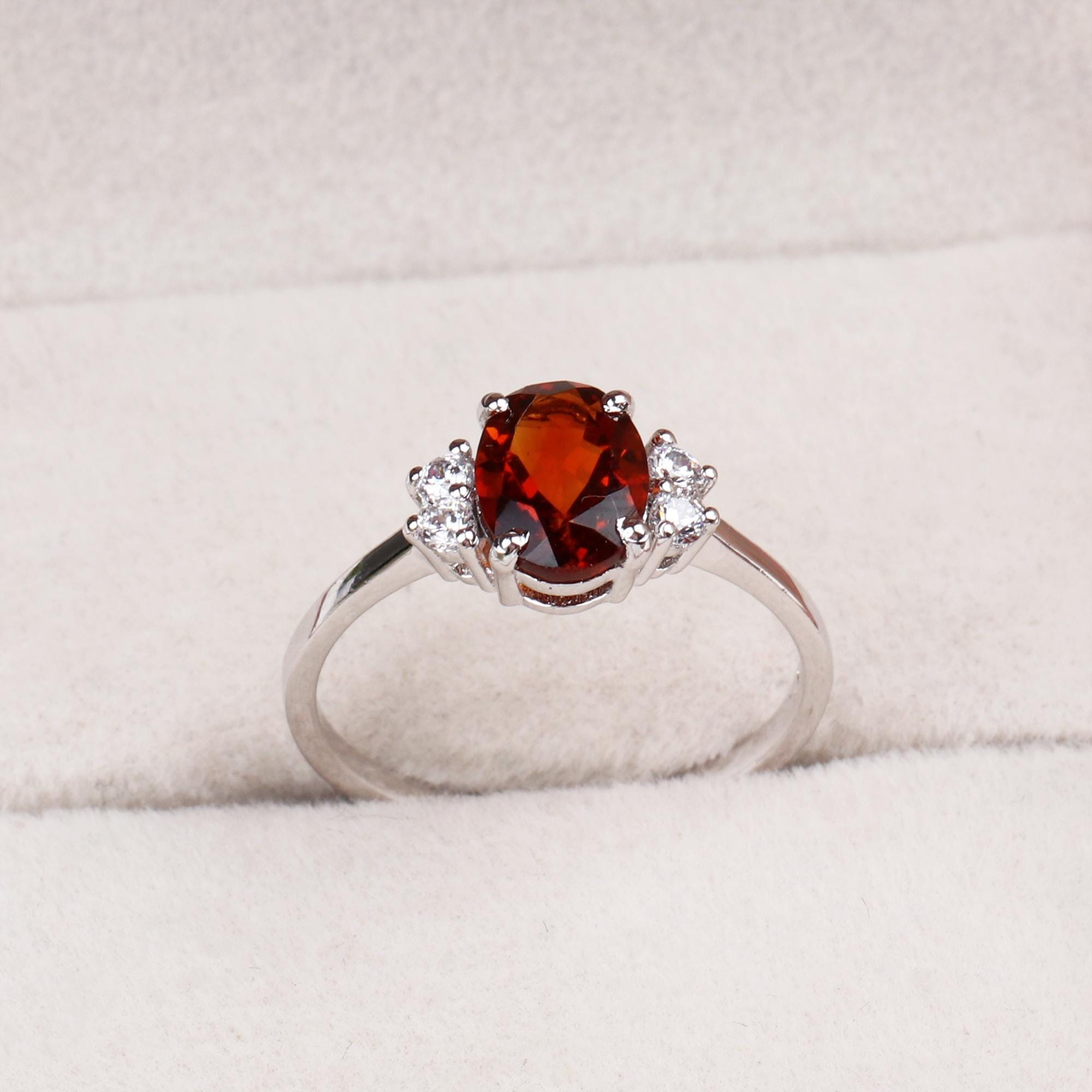 Handmade Orange Sapphire Cubic Zirconia Silver Jewelry Ring, CZ Sterling Silver Jewelry Ring, 925 Sterling Silver Jewelry Ring