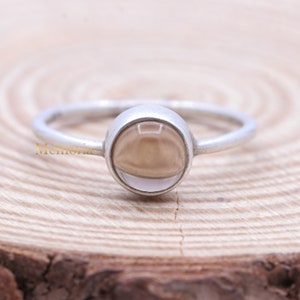 Smokey Quartz Silver Ring, Dainty Smoky Quartz Ring, 925 Sterling Silver Ring, Minimalist Smoky Ring, Tiny Smoky Quartz Ring, Birthday Gift