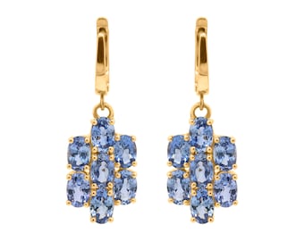 14k Yellow Gold Sapphire Drop / Dangle Earring