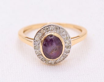 Star Ruby Diamond Ring : 14k Yellow Gold