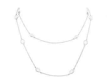 Rainbow Moonstone Double Layer Necklace : 925 Sterling Silver