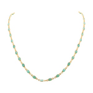 Genuine Emerald Sterling Silver Necklace: Boho Engagement Jewelry