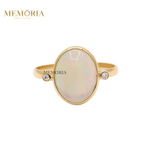 Opal Gold Ring, 18k Yellow Gold Ring, Opal Diamond Ring, Opal Gold Ring, Promise Opal  Gold Ring, Statement Opal Ring, Birthday Gift