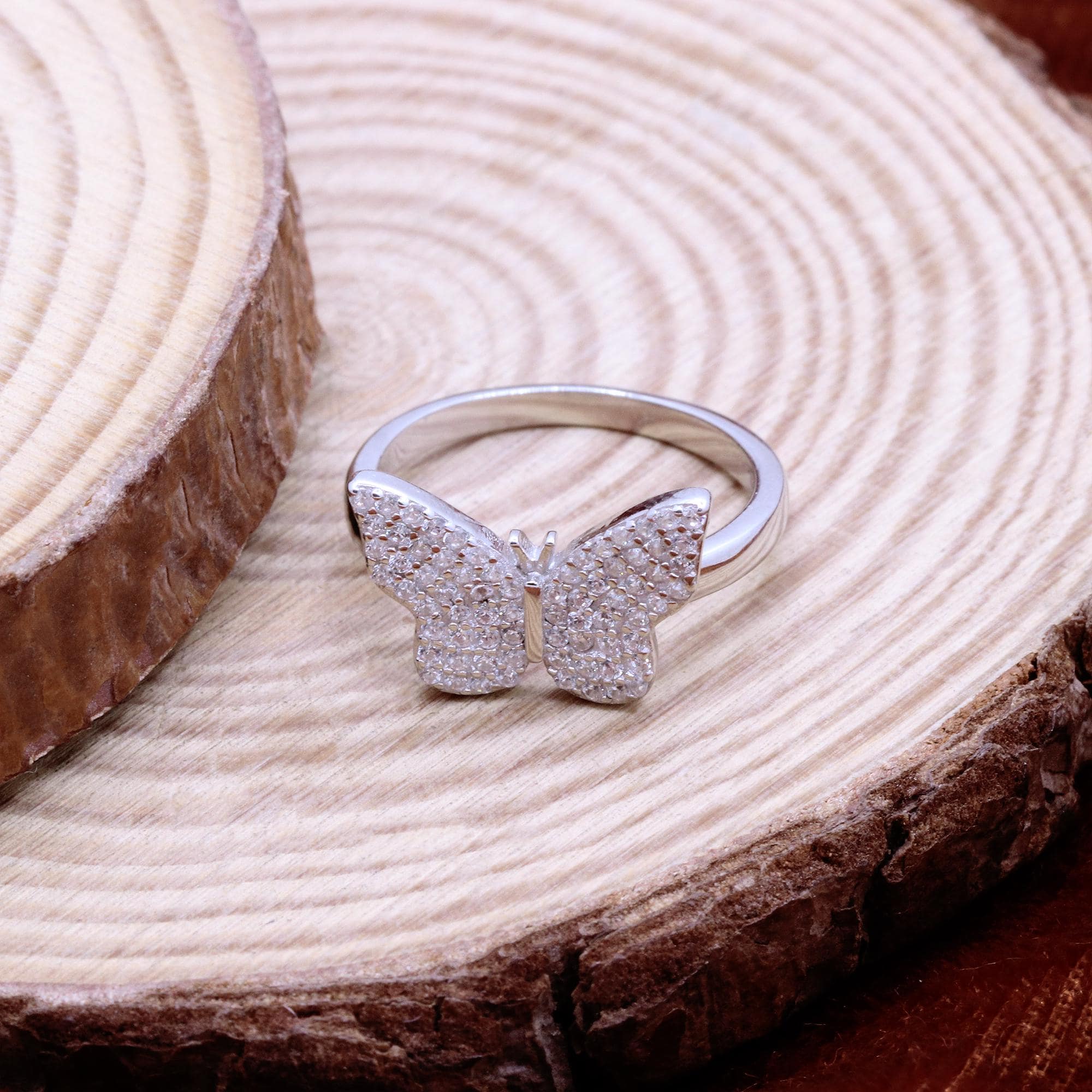 Butterfly Cubic Zirconia 925 Sterling Silver Ring - Etsy