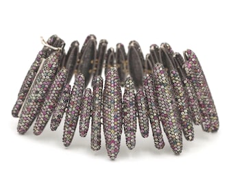 Pulsera tipo brazalete de plata de ley 925 con múltiples piedras preciosas