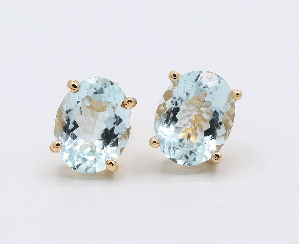Aquamarine stone shop stud earrings