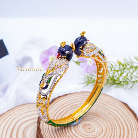 Buy CZ Stones Bracelet/ Bangle Bracelet/ Party Wear Bracelet/ Peacock  Design Bracelet/ Bracelet Online in India - Etsy