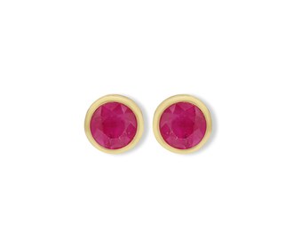 Ruby Stud Earrings 9K Yellow Gold