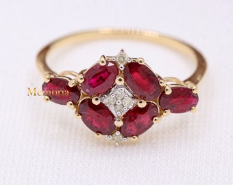 Ruby Diamond Gemstone Ring : 14k Yellow Gold