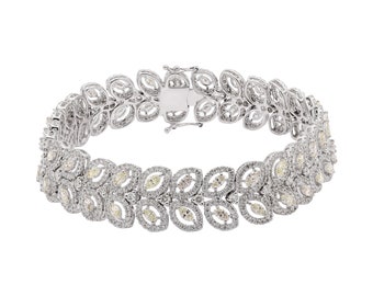 18K White Gold Diamond Bracelet, Dainty Bridesmaid Bracelet, Bridesmaid gifts, Bridal Jewelry, Bridesmaid Tennis Bracelet, Birthday Gifts