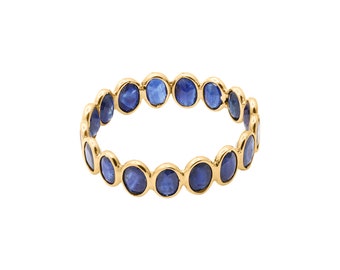 Sapphire Full Eternity Band Ring, Sapphire Gemstone Ring, 14k Yellow Gold Ring, Stackable Ring, Promise Ring, Labor Day Sale