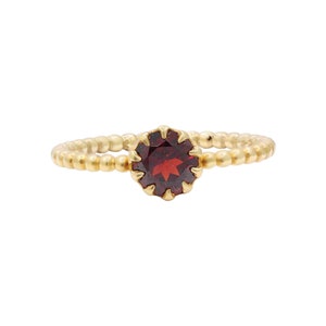 Red Garnet Gemstone Ring, Round Faceted Gemstone Ring, Dainty Garnet Ring, Promise Gemstone Ring, Personalization Gift