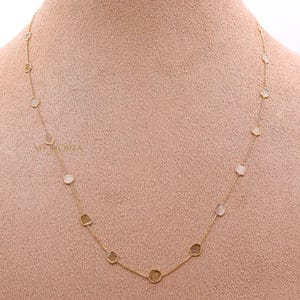18k Gold Diamond Station Necklace: Minimalist Dainty Chain