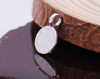 925 Silver Stamping Hammered Disc Pendant, Plain Round Coin Shape Antique Pendants, Silver Round Pendant, Birthday Gift