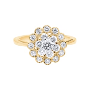 Flower Shape Diamond Ring, 18k Yellow / Rose /White Gold Ring, Gold Jewelry Ring, Diamond Ring, Bohemian Diamond Ring, Birthday Gift