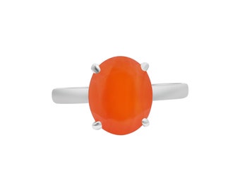 Natural Carnelian Ring - 925 Sterling Silver Ring - Carnelian Jewelry - Handmade Ring - Gold Carnelian Ring - Birthstone Jewelry - Rings