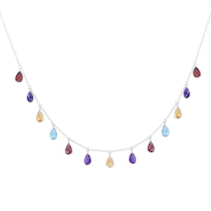 Halsband med flera ädelstenar i stationär stil: 925 sterlingsilver