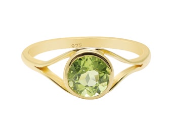Green Peridot Gemstone Ring, 925 Sterling Silver Ring, Birthstone Jewelry Ring, Genuine Jewelry Ring, Personalization Gift
