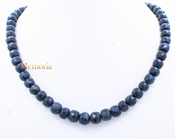 ブルー サファイア ネックレス 80cm ロンデルカット K10