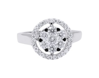 18k White Gold Diamond Halo Ring