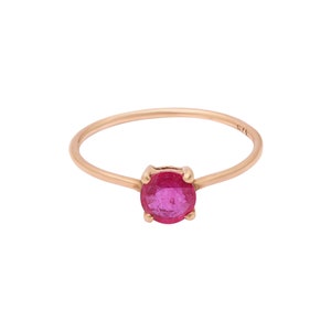 Round Cut Ruby Gold Ring, 9k Rose Gold Ring, Dainty Ruby Ring, Minimalist Ruby Ring, Ruby Gold Ring, Tiny Ruby Gold Ring, Birthday Gift