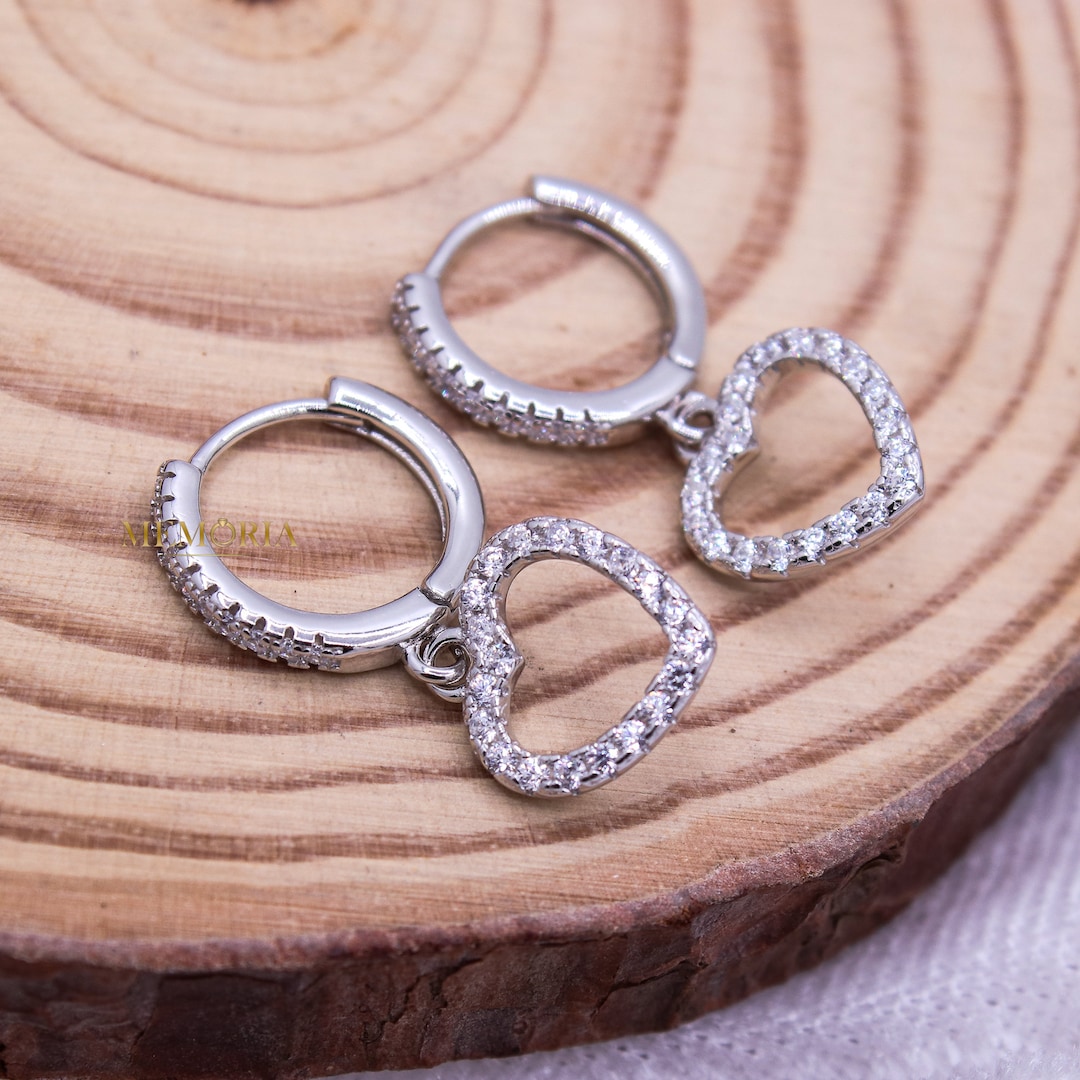 HinDaLi – Lot De 3 Paires De Boucles D'oreilles Cœur En Argent 925 – Clous Et Pendantes – Hypoallergéniques – Taille 5/7/8 Mm – Cadeau Idéal Pour Femme