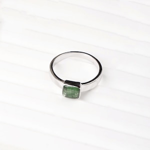 Green Tourmaline Gemstone Ring, 925 Sterling Silver Ring, Statement Silver Jewelry Ring, Cluster Silver Jewelry Ring, Labor Day Sale