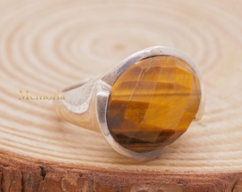 Yellow Tiger Eye Ring, Tiger Eye Jasper Ring 925 Sterling Silver Ring, Gemstone Ring, Fine Silver Ring, Solitaire Ring, Easter Day Gifts