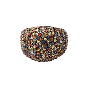 Multi Sapphire Gemstone Ring, 925 Sterling Silver