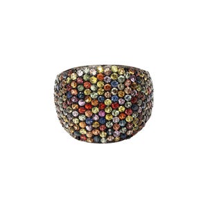 Anello con fascia multi-pietra in zaffiro arcobaleno: argento sterling 925