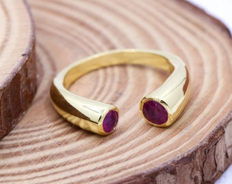 Minimalist Ruby Gemstone Ring : 925 Sterling Silver