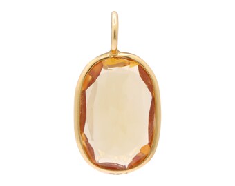 9K Gold Citrine Pendant: Faceted Yellow Gemstone