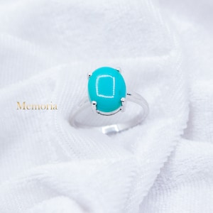 Blauw turkoois ring, 925 sterlingzilveren ring, blauw turkoois edelsteen ring, turkoois zilveren ring voor vrouwen, Labor Day Sale