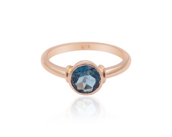14K Solid Gold Genuine Topaz Ring- Handmade Everyday Ring- Ring for Women- Gold Topaz Gemstone Ring- Personalized Gift, Birthday Gifts