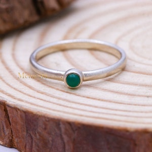 Green Onyx Ring, 925 Sterling Silver Ring, Green Onyx Gemstone Ring, Minimalist Ring, Stacking Ring, Tiny Promise Ring, Rings for Women
