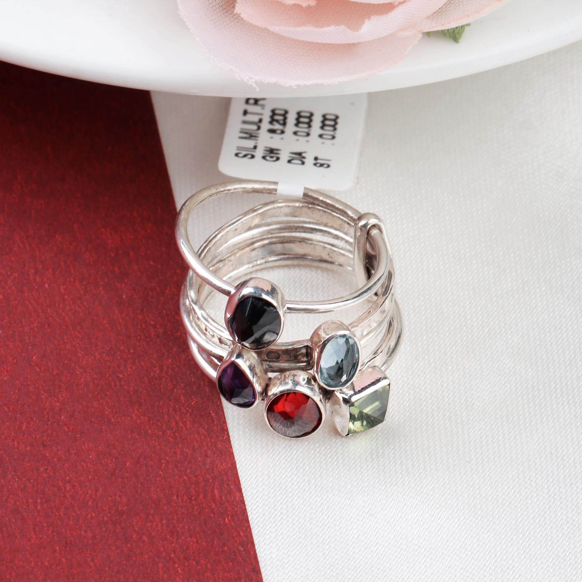 Sliver Rings Multiple Multi Gemstone 925 Sterling Silver Ring - Etsy