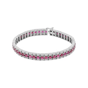Genuine Diamond Ruby Bracelets, Ruby Gold Bracelets, 18k White Gold Ruby Bracelets, Tennis Ruby Diamond Bracelets, Engagement Bracelets Gift