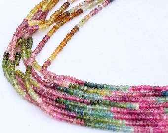 Multi Tourmaline Gemstone Necklace Beads Strand