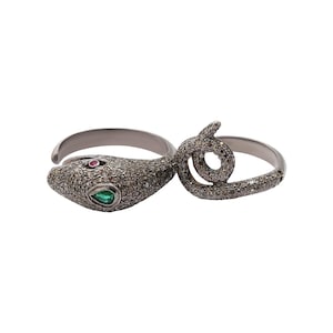 Zwei-Finger-Schlange Smaragd Rubin Schlangenring: 925 Sterling Silber