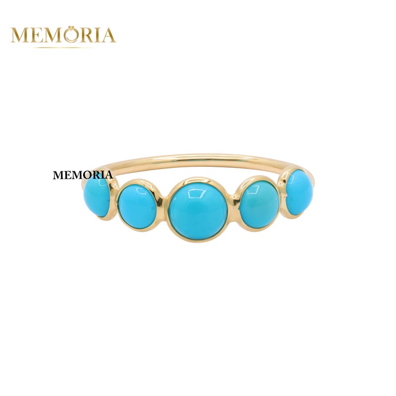 Blue Turquoise Ring set in Antique Copper