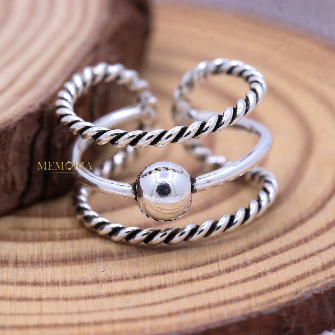 Twisted Wire Boho Adjustable Ring : 925 Sterling Silver - Etsy